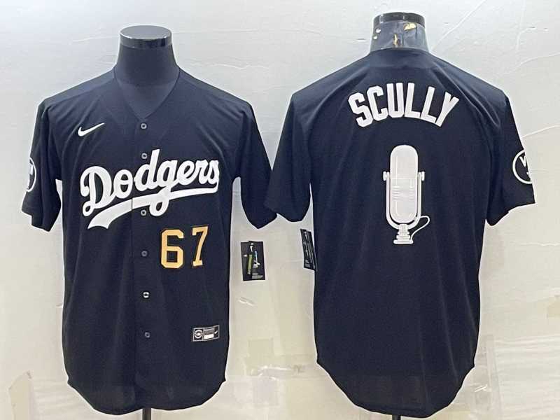 Mens Los Angeles Dodgers #67 Vin Scully Black Gold Big Logo With Vin Scully Patch Stitched Jersey->los angeles dodgers->MLB Jersey